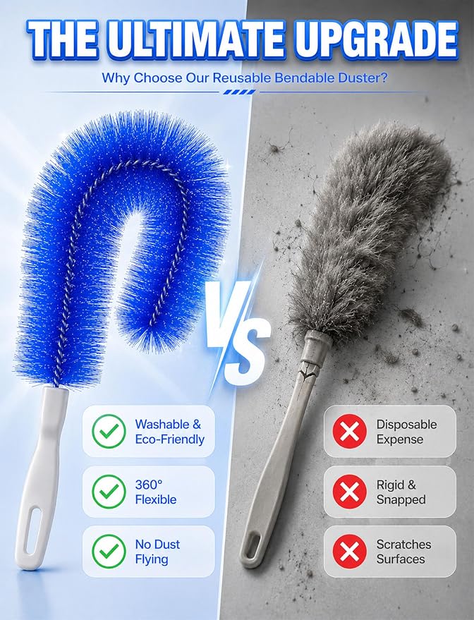 Bendable Microfiber Head, 2026 New Reusable Dust Remover, Fan Brush Cleaner - Image 5