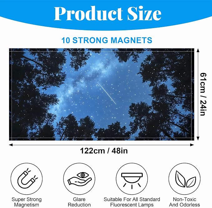 Fluorescent Light Covers-2 Pack 4 x 2 Feet Magnetic Ceiling Light Cover Room - Image 2