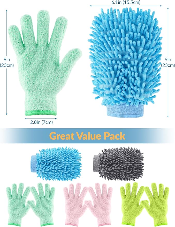 NiHome 4 Pairs Microfiber Cleaning Gloves, Dusting - Image 8