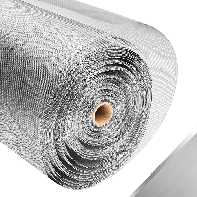 304 Stainless Steel Mesh Window Screen Roll, 47IN x 98.43FT Silver Metal Window by FCSOTSPS