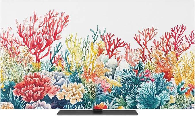 Summer Ocean Coral Watercolor Indoor TV Cover, Elastic TV Screen Protector by Unknown