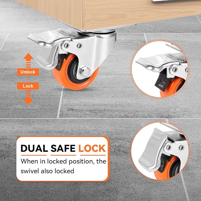 W B D WEIBIDA 2" Plate Caster Wheels Set of 16, Heavy Duty Casters - Image 3