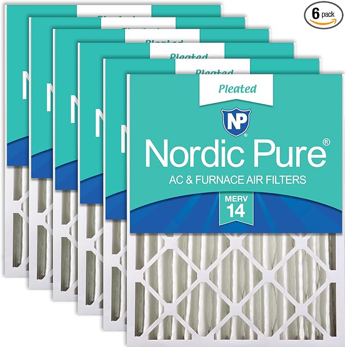 Nordic Pure 20x24x4 Pleated MERV 14 Air Filters 6 Pack by NordicPure