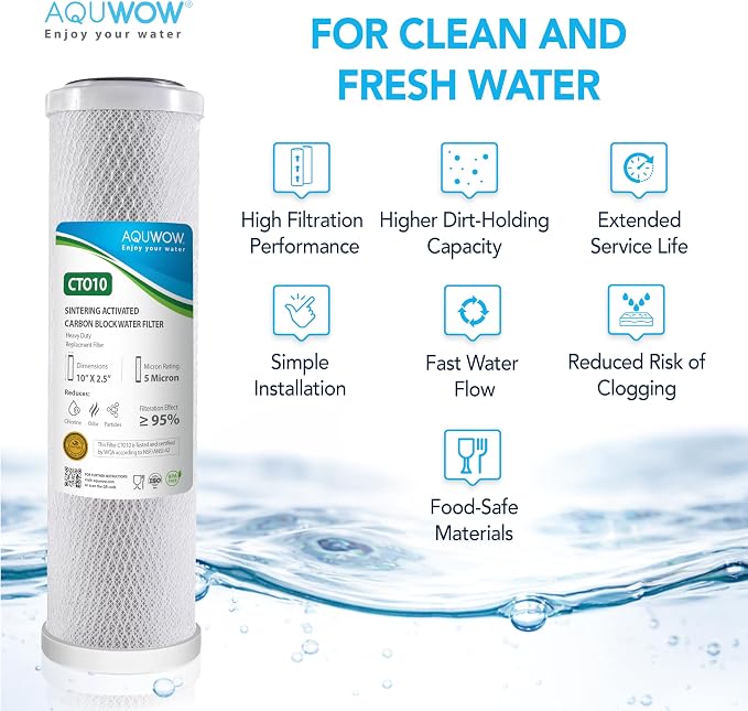 CTO10 5 Micron 2.5" x 10" Carbon Block Water Filter Set – Replacement Cartridges - Image 6