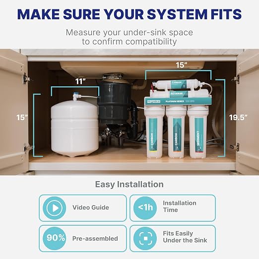NU Aqua 7-Stage UV & Alkaline Under Sink Reverse Osmosis Water Filter System - Image 3
