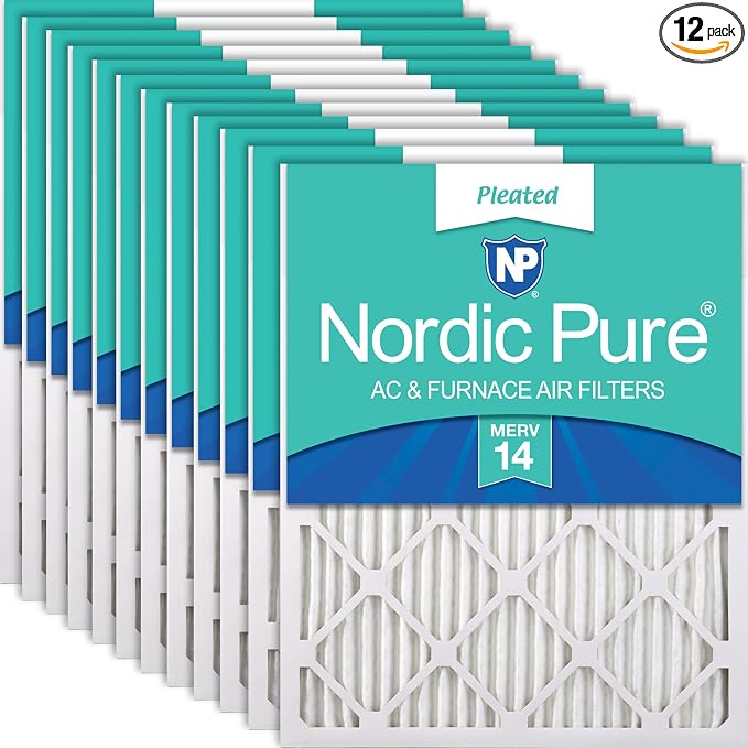 Nordic Pure 20x24x1 Pleated MERV 14 Air Filters 12 Pack by NordicPure
