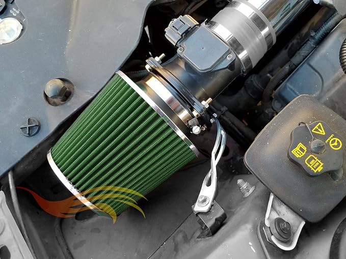GREEN Inlet Cold Air Intake Cone Replacement Performance Washable Clamp-On Dry - Image 2