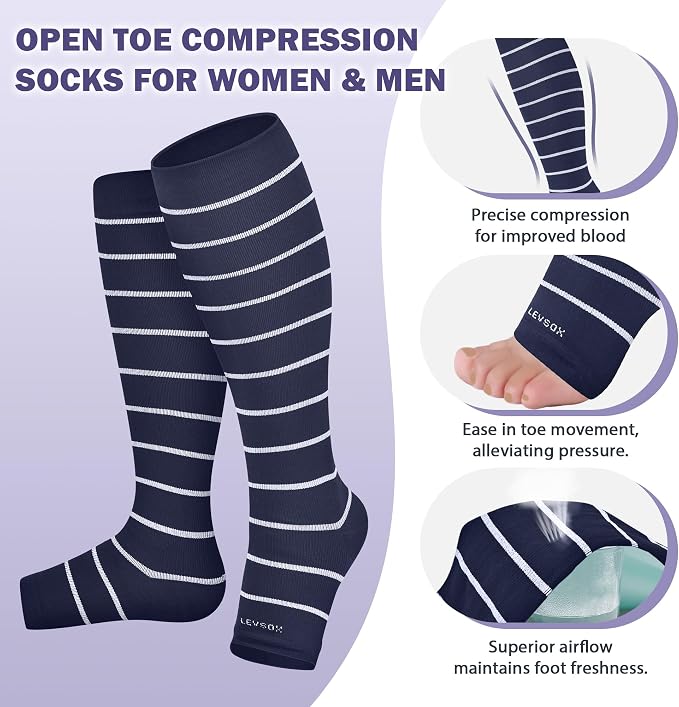 LEVSOX Open Toe Compression Socks - Image 2