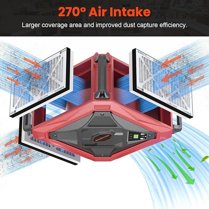 Abestorm 270 Degree Air Filtration System, Built-in Ionizer, 1080 CFM Dust - Image 3