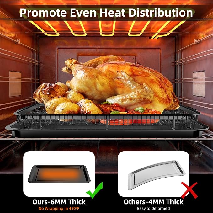 Air Fryer Basket for Oven, OPENICE 18.6" x 12.8" Air Fryer Basket and Tray Set - Image 3