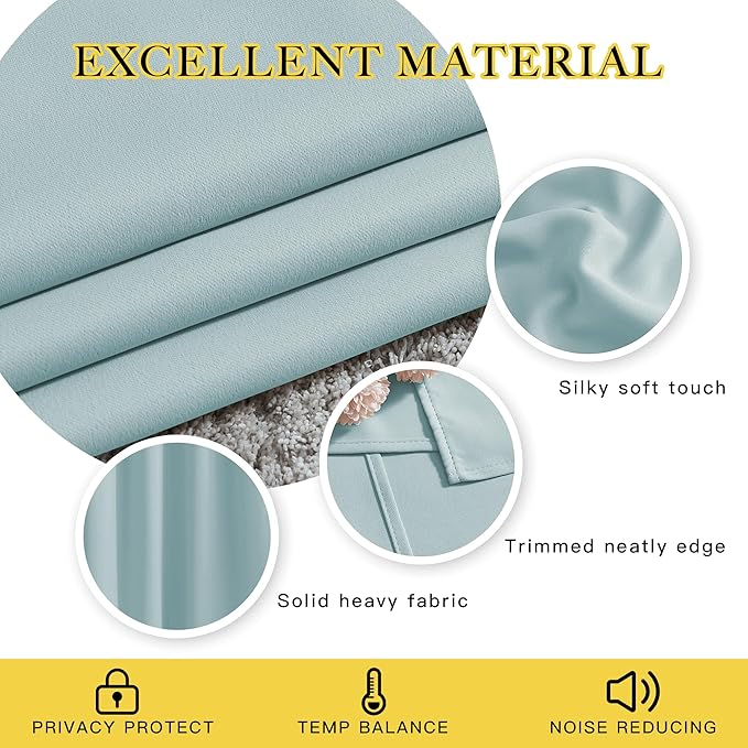 NICETOWN Room Darkening Curtains for Living Room 84 inches Long - Sky Blue Grommet Room Darkening Window Treatments Sound Reducing Drapes for Bedroom, 2 Panels, W52 x L84