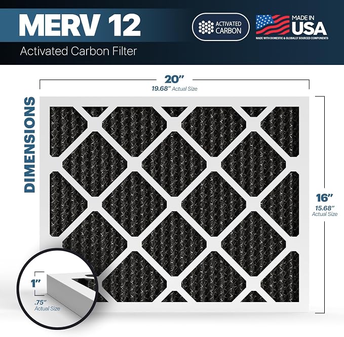 BNX TruFilter 16x20x1 MERV 12 Odor Defense AC Furnace Air Filter - Image 2