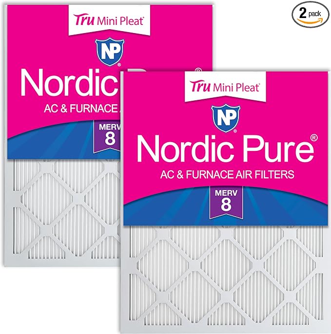 Nordic Pure 20x20x1 Tru Mini Pleat MERV 8 AC Furnace Air Filters 2 Pack | by NordicPure