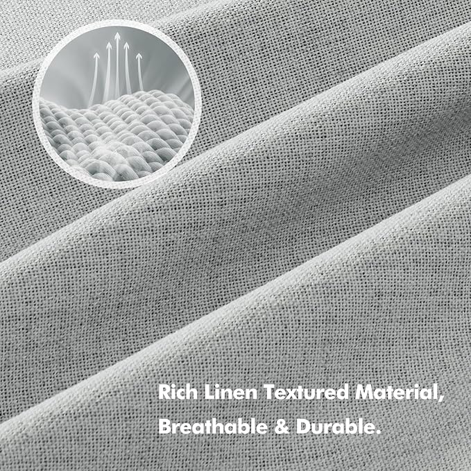 MIULEE 100% Blackout Linen Curtains for Bedroom, Grey Solid Luxury Decor Thermal Insulation Room Darkening Drapes for Living Room Nursery Back Tab Rod Pocket 42 x 72 Inches, 2 Panels