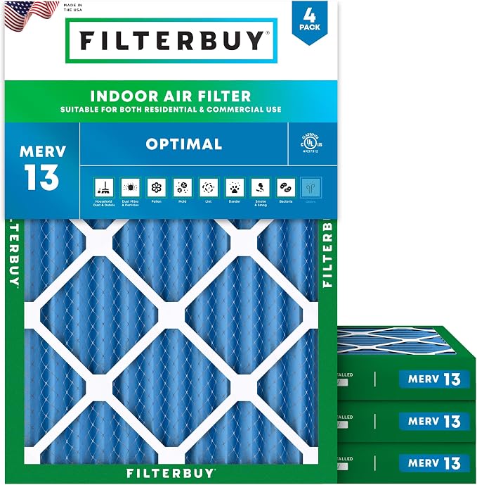 Filterbuy 25x32x2 Air Filter MERV 13 Optimal Smoke & Allergy Defense, by Filterbuy
