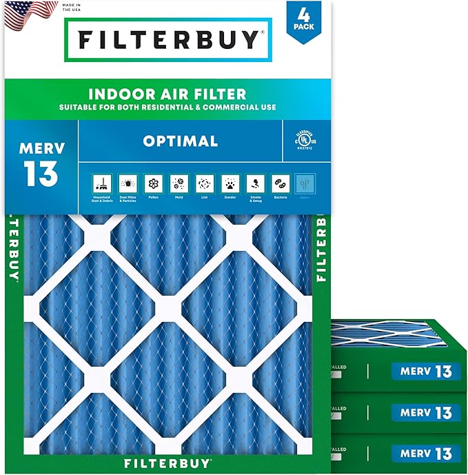 Filterbuy 14x20x2 Air Filter MERV 13 Optimal Smoke & Allergy Defense, by Filterbuy