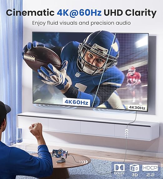 Warrky USB C to HDMI Cable 4K, 15ft Thunderbolt 3 to HDMI Adapter Compatible - Image 2