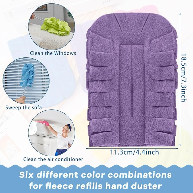 Zubebe 20 Pcs Duster Refill Reusable Fleece Duster Refills Feather Flat Dusters - Image 2