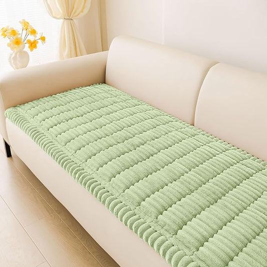 hyha Couch Covers for Dogs Washable, Non Slip Plush Dog Sofa Protectors, Fuzzy Pet Couch Covers for 3 Cushion Sofa Pet Friendly (Green, 27.6" x 70.9")