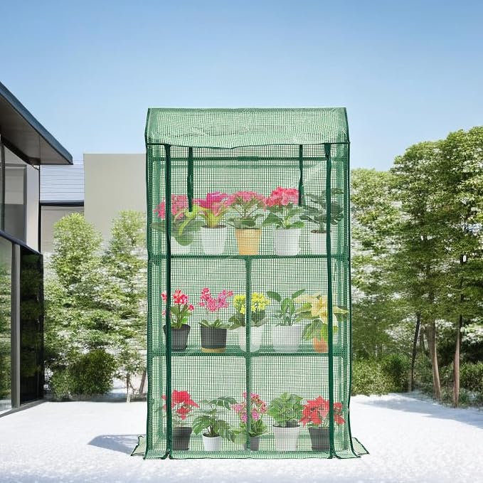Mini Greenhouse for Indoor Outdoor, Small Plastic Plant Green House Rack Stand - Image 7