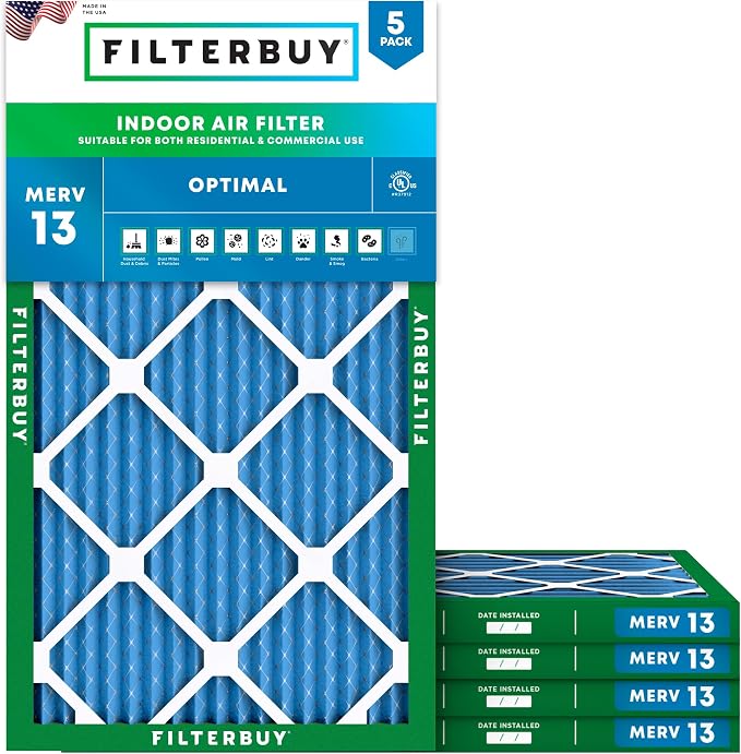 Filterbuy 11.25x23.25x1 Air Filter MERV 13 Optimal Smoke & Allergy Defense by Filterbuy