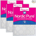 Nordic Pure 25x25x1 Tru Mini Pleat MERV 12 AC Furnace Air Filters 3 Pack | by NordicPure