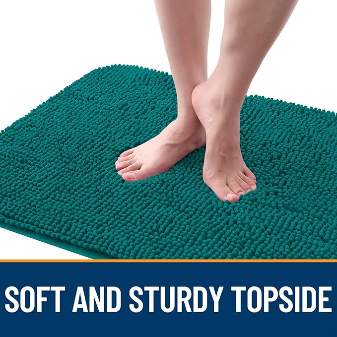 OLANLY Dog Door Mat for Muddy Paws 54x32, Absorbs Moisture and Dirt, Absorbent Non-Slip Washable Doormat, Quick Dry Chenille Mud Mat for Dogs, Entry Indoor Entryway Carpet for Inside Floor, Lake Blue