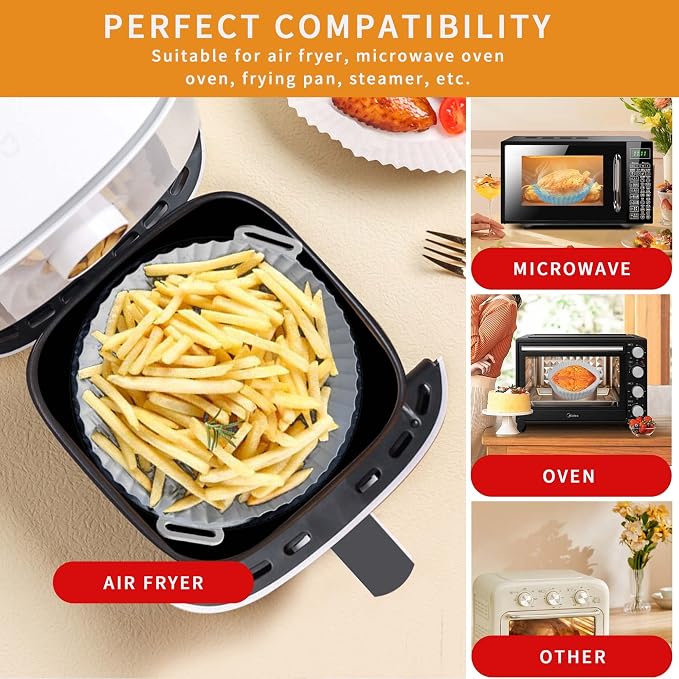 UOUYOO Air Fryer Silicone Pot, 3 pack Air Fryer Silicone Liners Fits 3QT - 5QT - Image 3