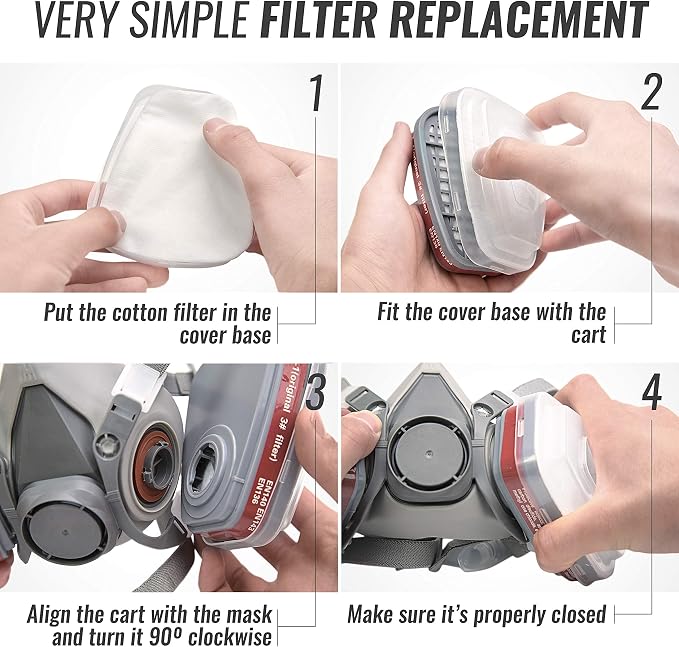 Replacement Carbon Filters for Respirator Masks, Protective Air Filtration - Image 3