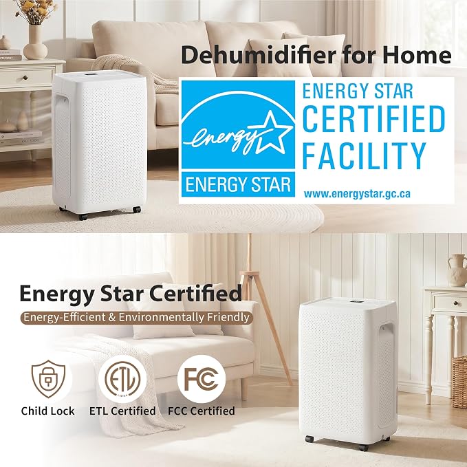 50Pints Dehumidifier with Drain Hose, 500 Sq.Ft Dehumidifier - Image 7