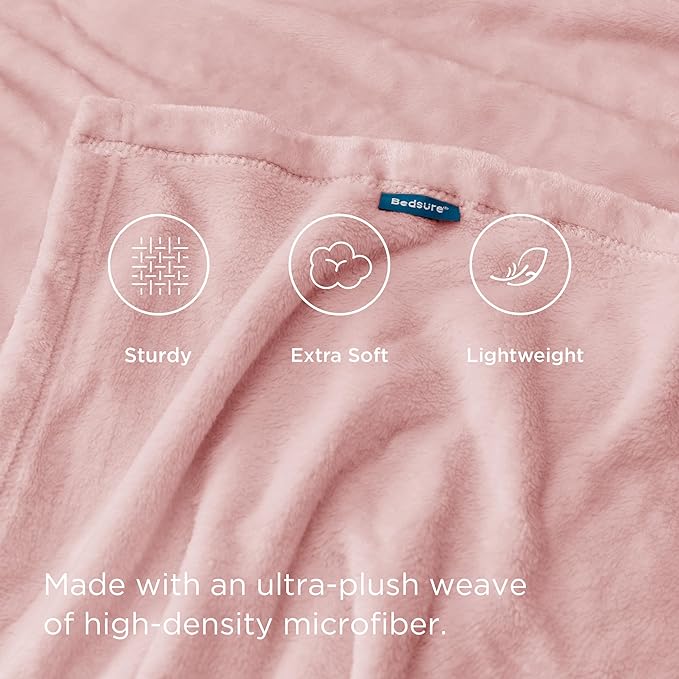 Bedsure GentleSoft Fleece Blanket Twin Size Pink - 300GSM Lightweight Plush Fuzzy Cozy Soft Warm Blanket for Bed, Sofa, Couch, Travel, Camping, 60x80 inches