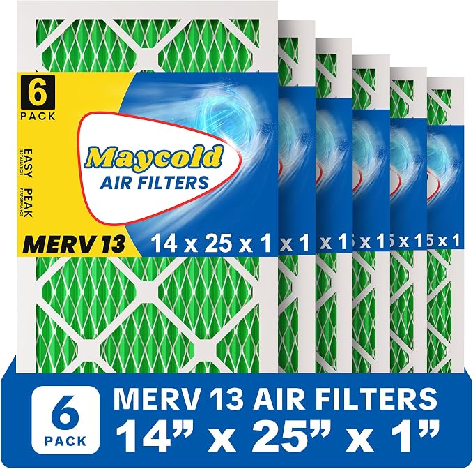 Maycold MERV 13 14x25x1 Air Filter, High-Efficiency Pleated AC & Furnace Filters by Maycold