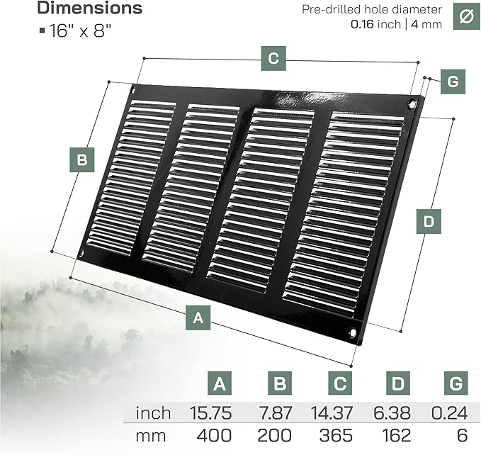 Vent Systems 16" x 8" Inch Pack of 2 - Image 2