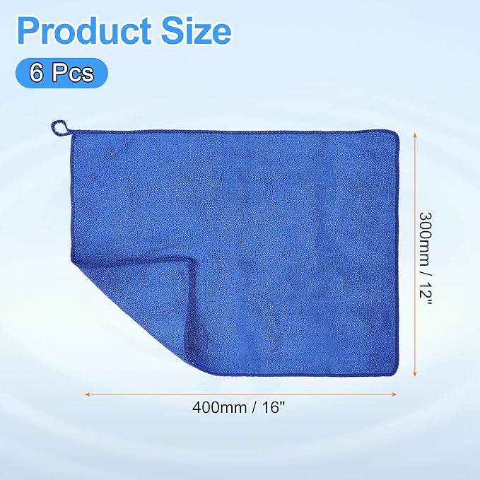 HARFINGTON 6 Pack Microfiber Cleaning Cloth, Sapphire Blue - Image 2
