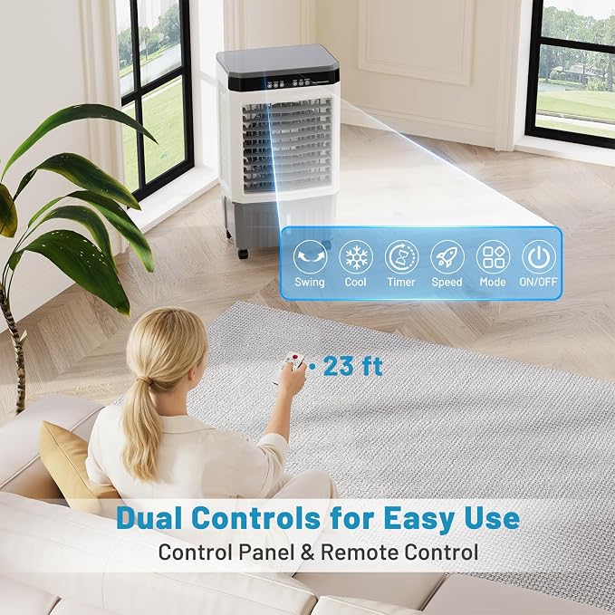Auertech 5.3 Gal Swamp Cooler, 1800 CFM Windowless Portable Air Conditioner - Image 4