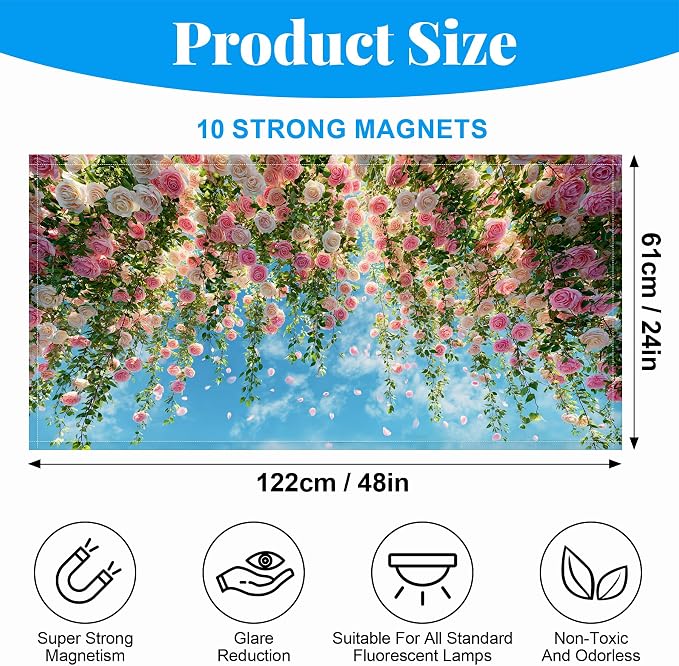 Fluorescent Light Covers-2 Pack 4 x 2 Feet Magnetic Ceiling Light Cover Room - Image 2