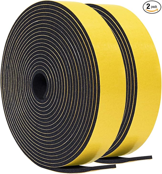 TORRAMI Door Seal 1 inch W x 1/8 inch T x 16.5 Ft Length, Foam Soundproofing by TORRAMI