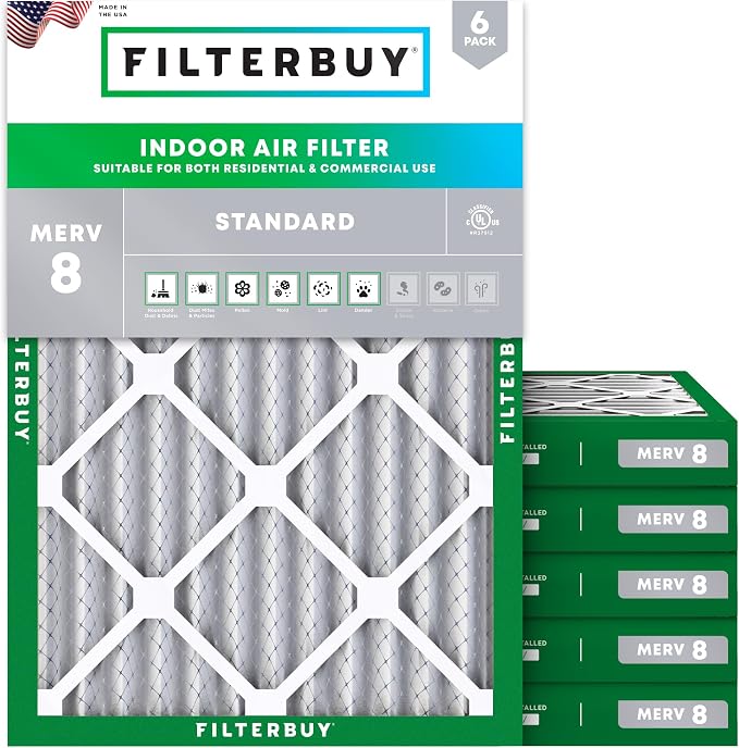 Filterbuy 30x32x2 Air Filter MERV 8 Essential Dust & Allergy Defense, by Filterbuy