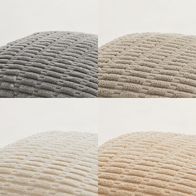 Fancy Homi 4 Packs Neutral Lumbar Decorative Throw Pillow Covers 12x20 Inch for Living Room Couch Bed Sofa, Boho Home Decor, Soft Striped Corduroy Rectangle Accent Beige Cushion Case 30x50 cm