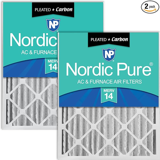 Nordic Pure 18x24x4 Pleated Air Filters MERV 14 Plus Carbon 2 Pack by NordicPure