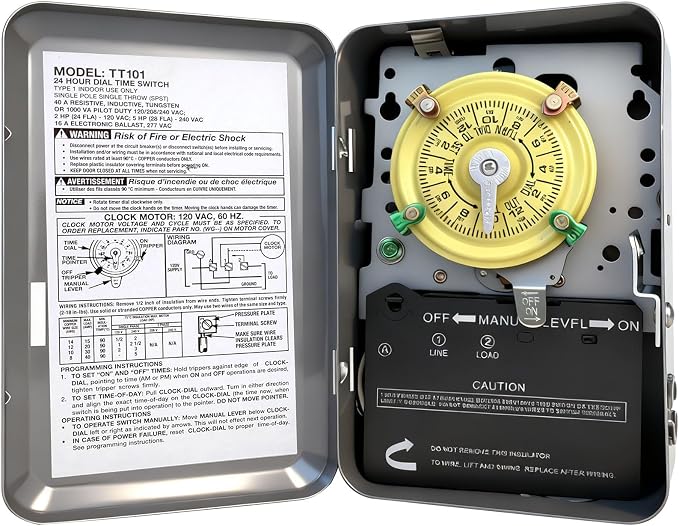 T101 Mechanical Timer Switch, T101 Pool Timer, 120V 2HP SPST 40A Time Switch by Bxmgr