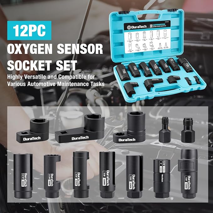 DuraTech 12-Piece Oxygen Sensor Socket Set, O2 Sensor Removal Tool Kit - Image 3