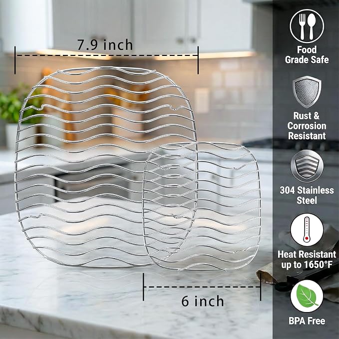 2PCS Crisper Rack for Ninja Crispi Air Fryer FN101, 304 Stainless Steel - Image 5