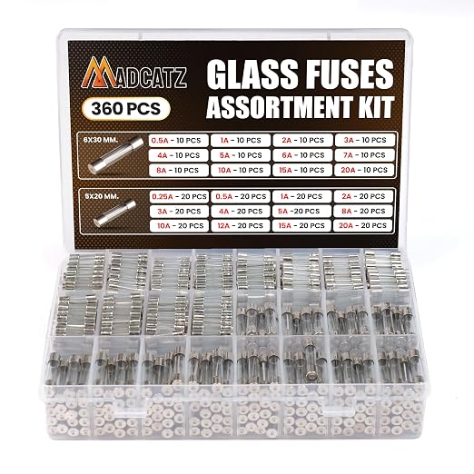 MADCATZ 360 Pcs 24 Values Fast Blow Glass Fuses Assortment Kit 250V 5x20mm by MADCATZ