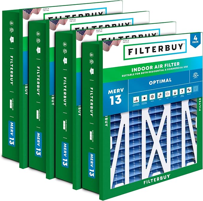 Filterbuy 20x20x5 Air Filter MERV 13 Optimal Smoke & Allergy Defense, by Filterbuy