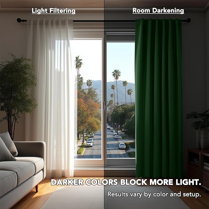 Deconovo Blackout Curtains, Thermal Insulated, W42 x L54 2 Panels, Back Tab, Machine Washable, Room-Darkening Drapes for Bedroom/Living Room Dark Forest
