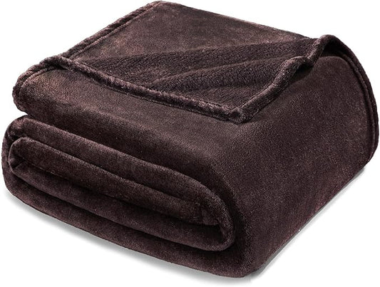 Exclusivo Mezcla Fleece Blanket Twin Size for Bed, Super Soft and Warm, All Season, Cozy, Plush, Lightweight, 90x66 Inches, Coffee