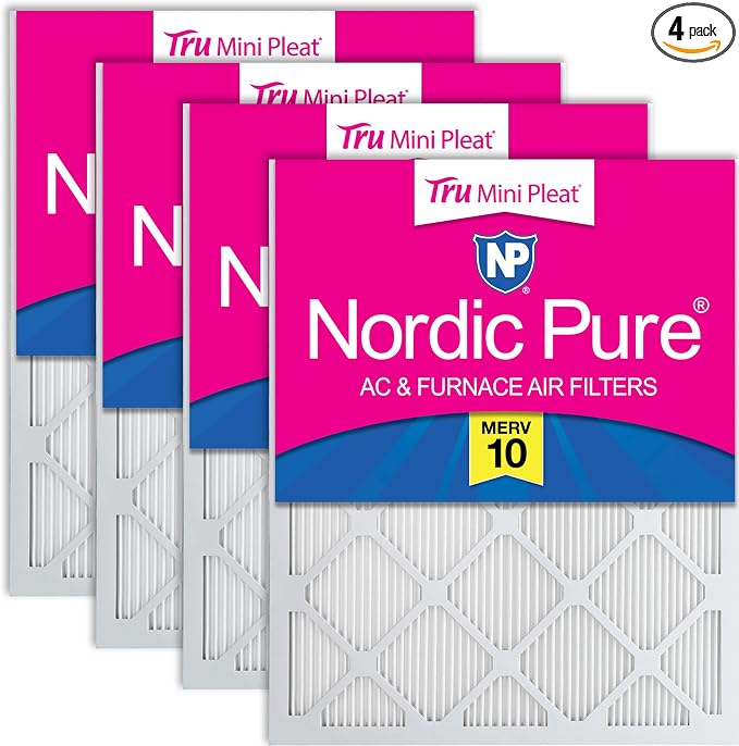 Nordic Pure 12x18x1 Tru Mini Pleat MERV 10 AC Furnace Air Filters 4 Pack | by NordicPure