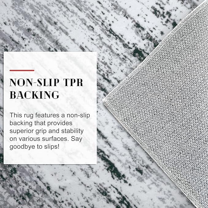 Lansny Modern Abstract Runner Rug 2.6x18, Black Grey White Washable Long Kitchen Runner Non-Slip Soft Hallway Rug Runner Thin Print Faux Wool Carpet for Entryway Bedroom Laundry Room Indoor Home Decor