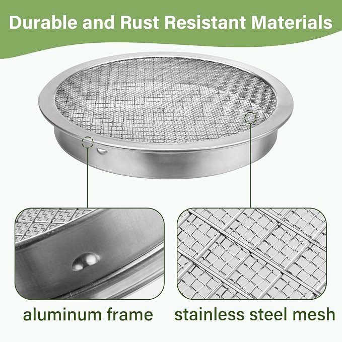 6-inch Round Rain Barrel Screen, Double Aluminum Mesh Vent Cover | Screen - Image 5
